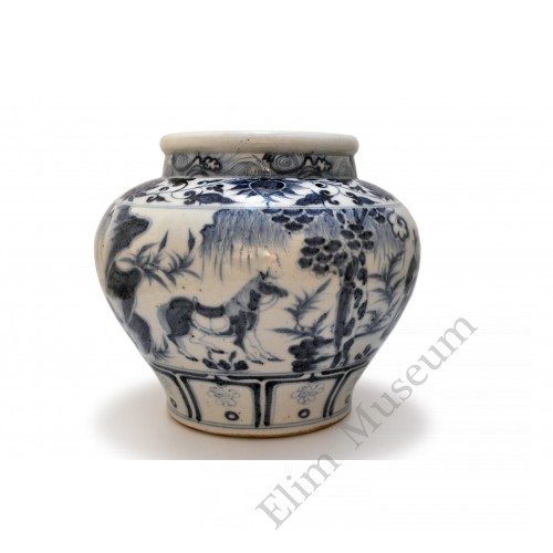 1438  A Yuan B&W pot with figures